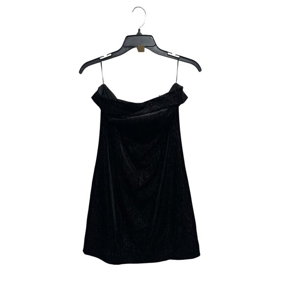 URBAN SOCIAL Women Black Mini Velvet Strapless Dress SMALL - Picture 3 of 5